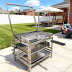 Adjustable Charcoal Rotating Grill, 360° BBQ Grill with Heat Control