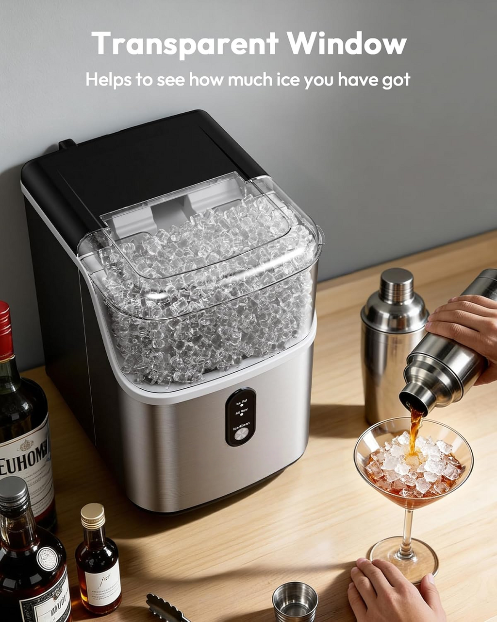 35Lbs/24H Nugget Ice Maker Countertop, Ready in 7 Mins, Self-Cleaning Pebble Ice Machine with Scoop & Basket