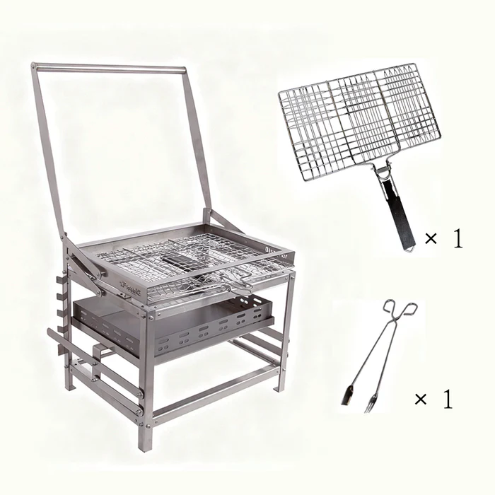 Adjustable Charcoal Rotating Grill, 360° BBQ Grill with Heat Control