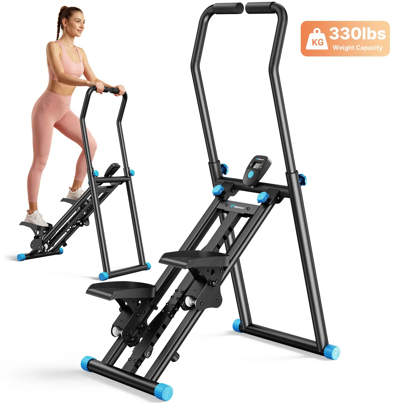 Stable 330LBS Stair Stepper with Handlebar, Adjustable Pedal Vertical Climber Home Cardio Machine