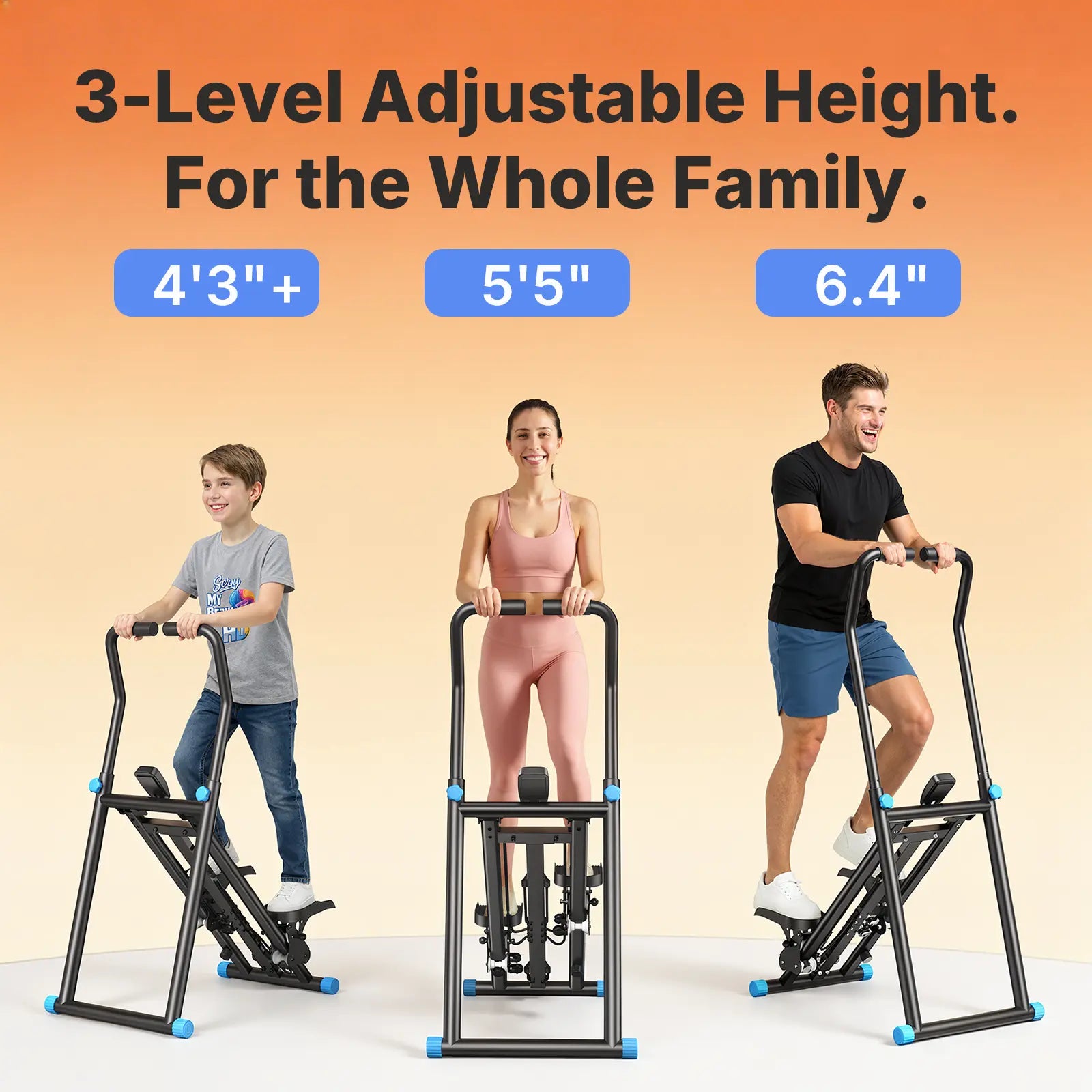 Stable 330LBS Stair Stepper with Handlebar, Adjustable Pedal Vertical Climber Home Cardio Machine