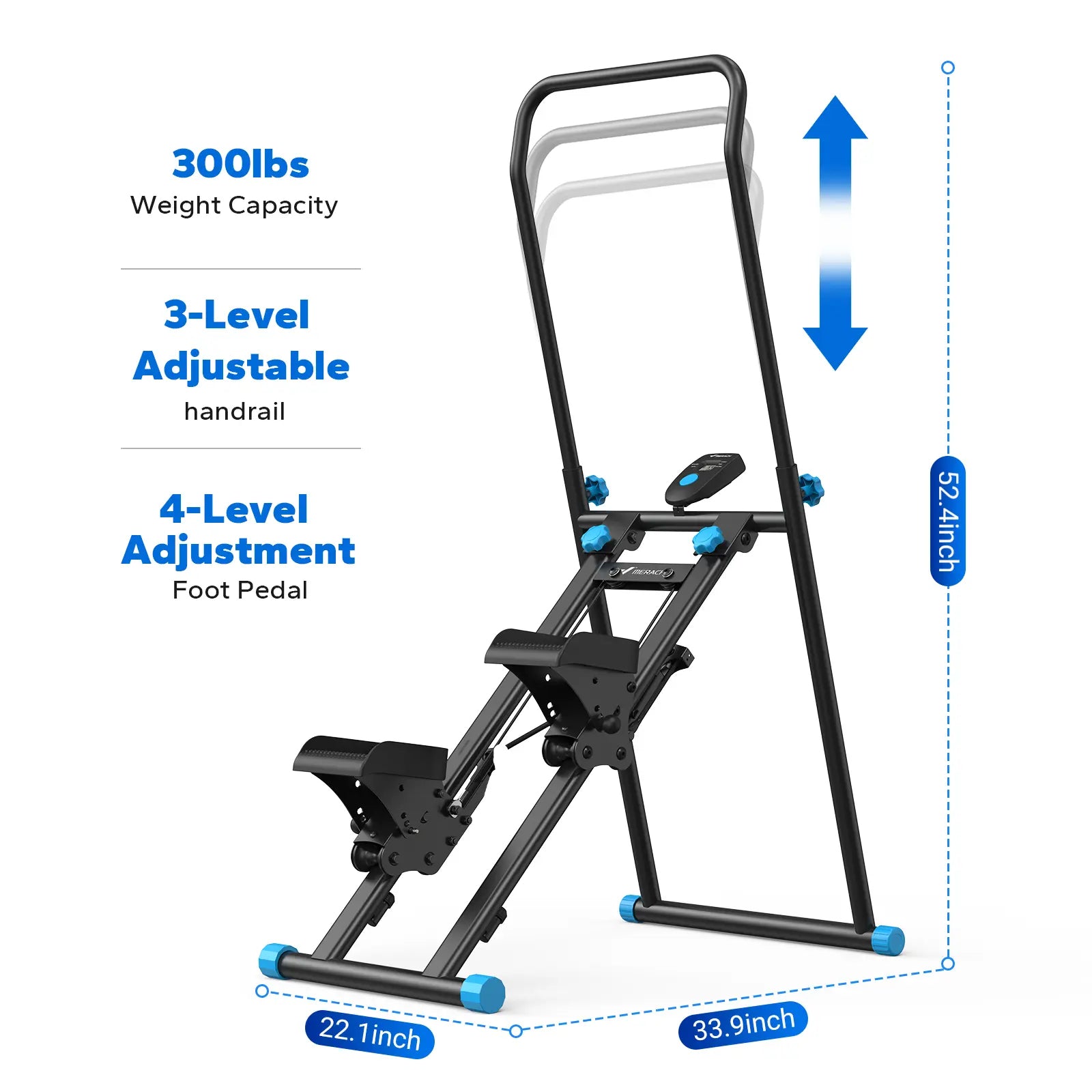 Stable 330LBS Stair Stepper with Handlebar, Adjustable Pedal Vertical Climber Home Cardio Machine