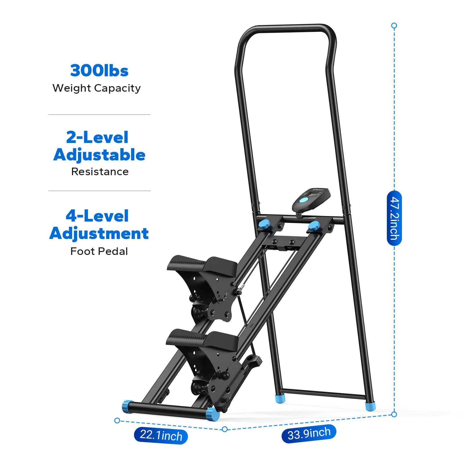 Stable 330LBS Stair Stepper with Handlebar, Adjustable Pedal Vertical Climber Home Cardio Machine