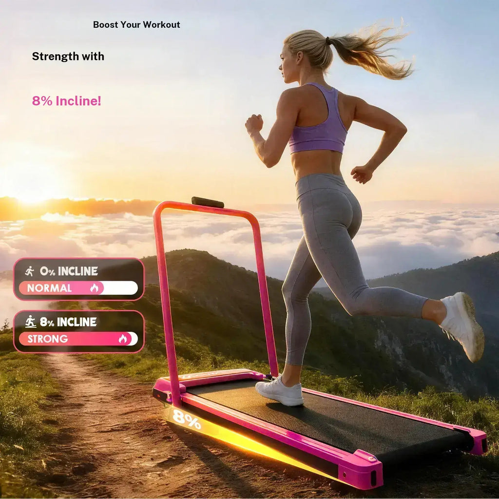 Quiet Foldable Incline Treadmill 265LBS, Shock Absorb Walking Pad with Remote & Wheels for Home