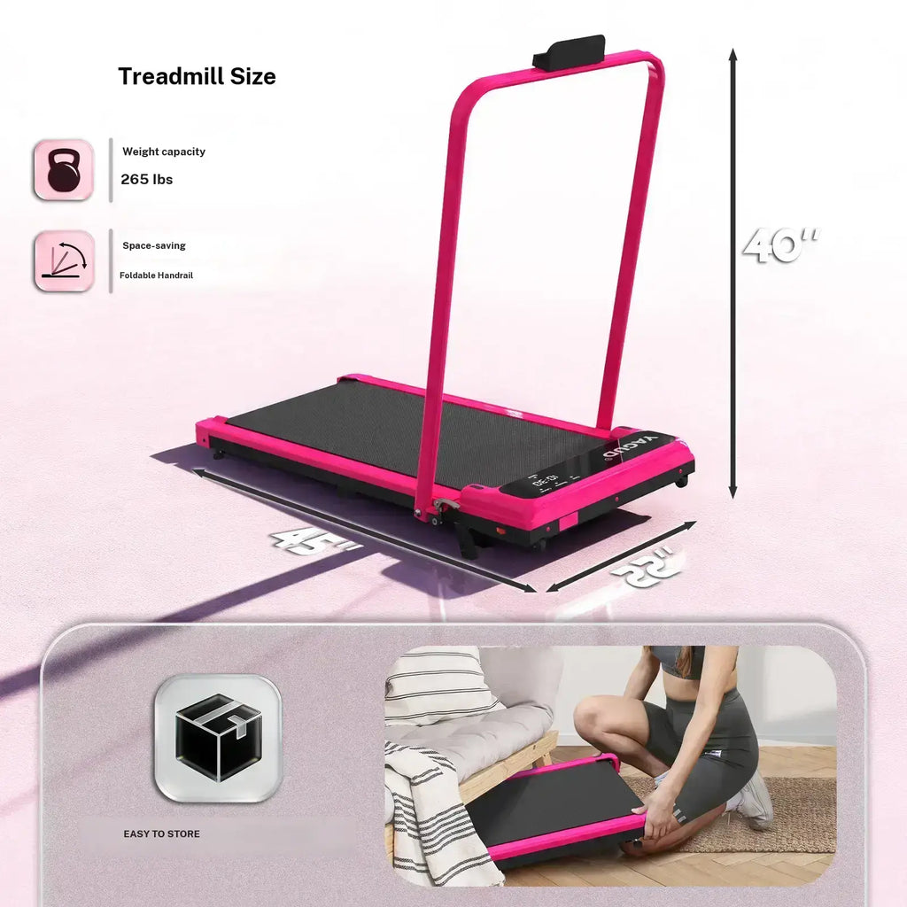 Quiet Foldable Incline Treadmill 265LBS, Shock Absorb Walking Pad with Remote & Wheels for Home