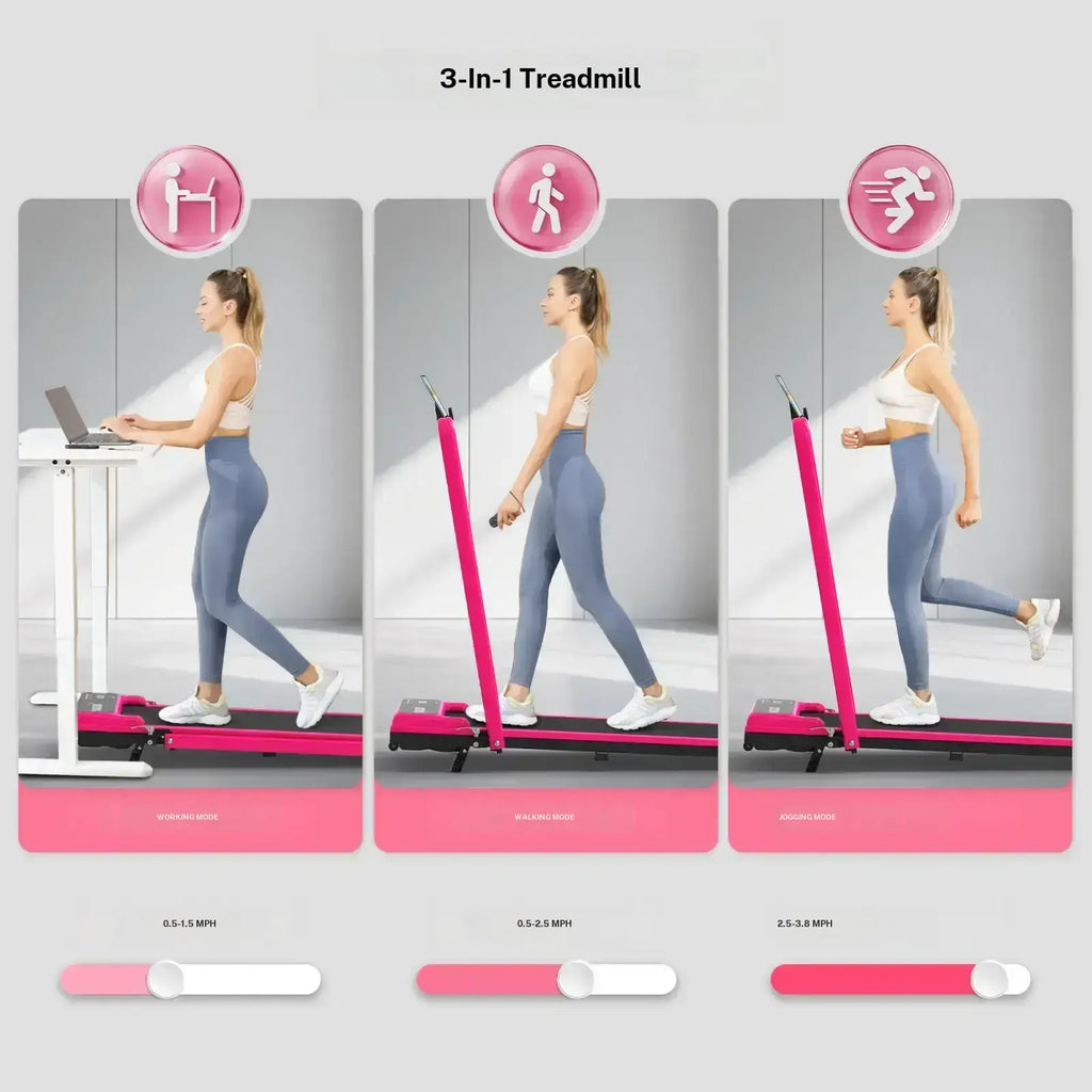 Quiet Foldable Incline Treadmill 265LBS, Shock Absorb Walking Pad with Remote & Wheels for Home