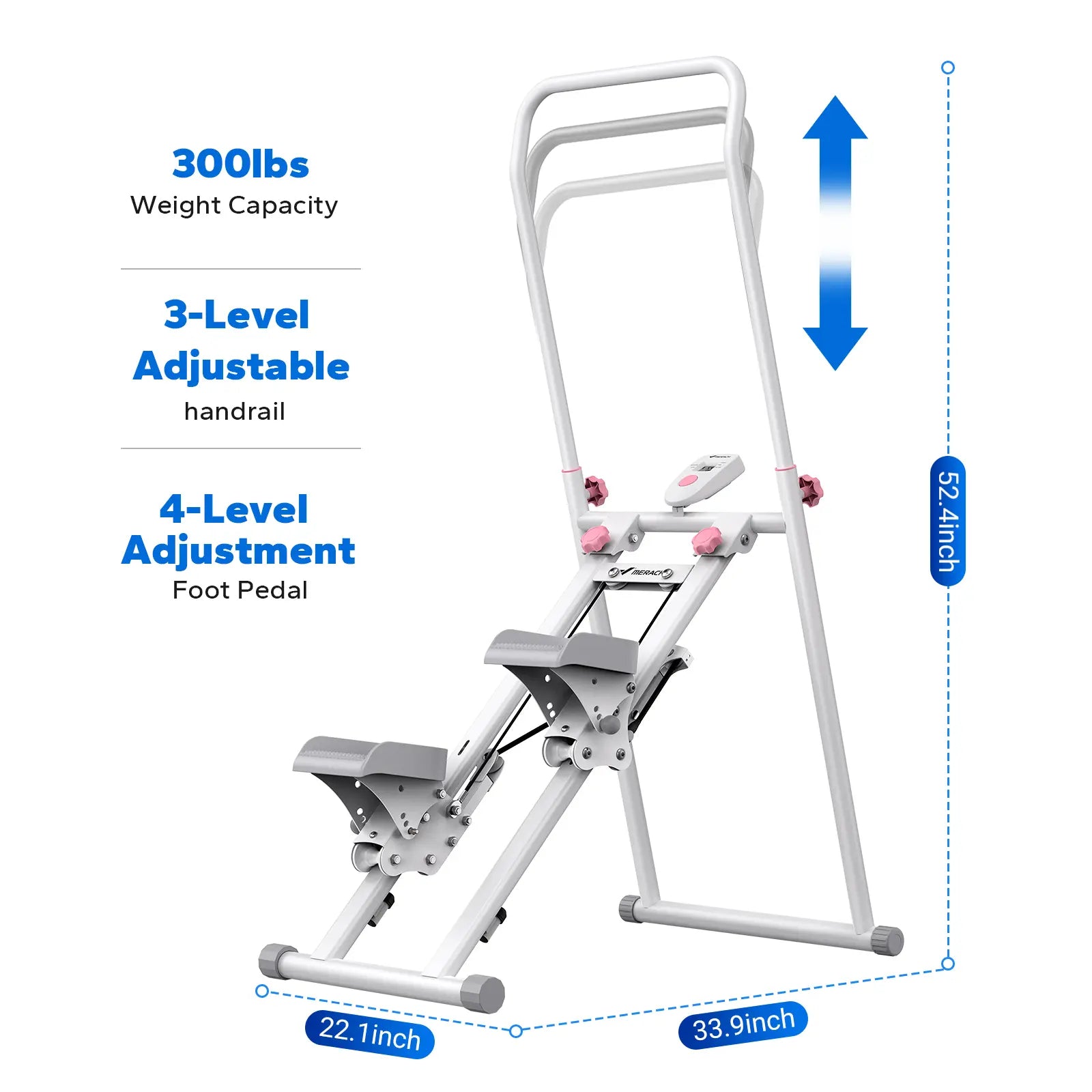 Stable 330LBS Stair Stepper with Handlebar, Adjustable Pedal Vertical Climber Home Cardio Machine