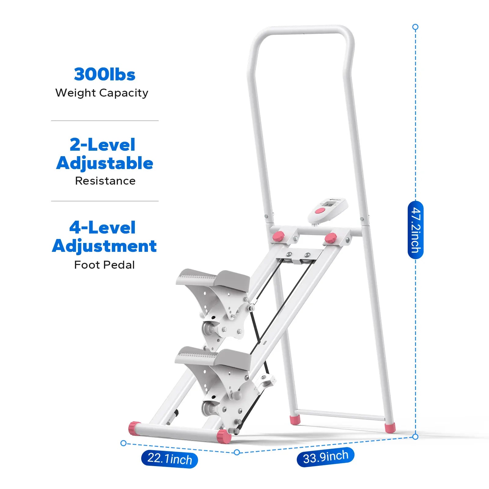 Stable 330LBS Stair Stepper with Handlebar, Adjustable Pedal Vertical Climber Home Cardio Machine