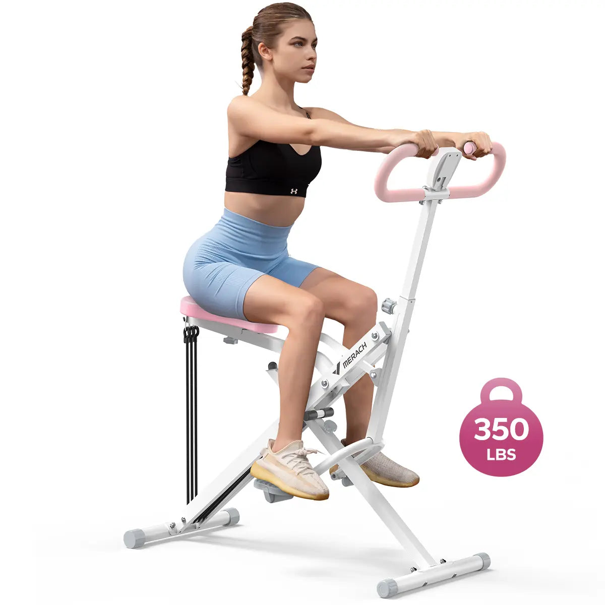 2-in-1 Squat Row Trainer with LCD, Adjustable Resistance Leg Glute Workout Machine for Women